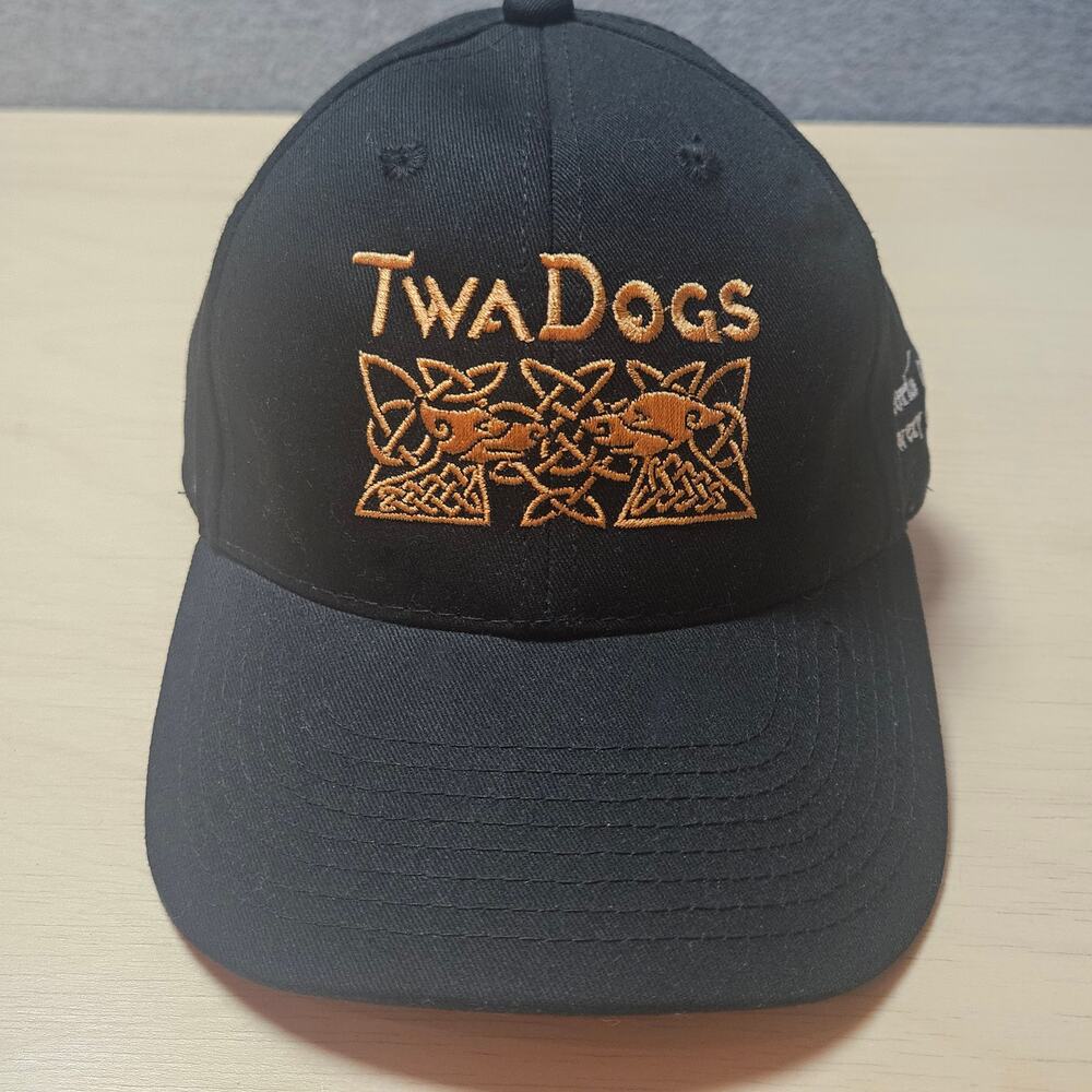 Twa Dogs Brewing Black Baseball Cap Celtic Knot Craft Beer Brewery Hat Adjust.